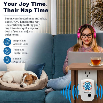 Dog Anxiety Relief Device – Psychological Acoustic Therapy for Separation Anxiety, Stress Barking & Thunder Fear – No Pheromones, No Chemicals – Drug-Free Sound Therapy for All Dog Breeds