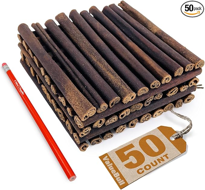 ValueBull Collagen Sticks for Small Dogs, 6 Inch Thin Chews, Natural Dog Treats, 50 Count - Supports Joints, Skin & Coat with Chondroitin & Glucosamine