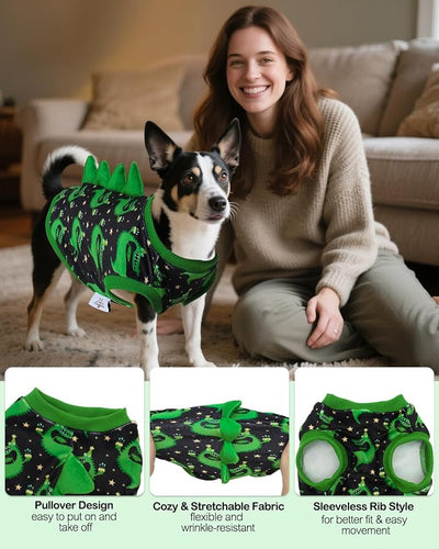 CuteBone Dinosaur Costume Dog Shirt, Stretchy Velvet T-Shirt Clothes for Small Dogs, Soft & Breathable Pet Tee Outfit Cat Apparel for Daily Wear, Cozy Pullover Design Puppy Fashion COSBX08S