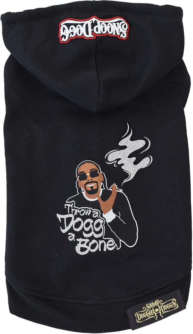 Snoop Doggie Doggs Deluxe Pet Hoodie, Throw a Dogg a Bone, Large