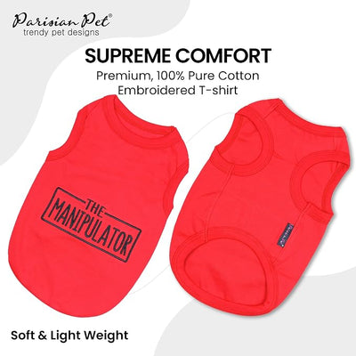 Parisian Pet Dog Shirt – 100% Cotton Shirts for Small Dogs – Red Sleeveless Puppy Clothes – Lightweight and Stylish Dog Apparel – Breathable Clothes for Dogs - Stretchy Funny Pet T Shirts