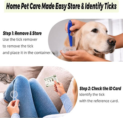 43Pcs Tick Removal Tool Set for Dogs, Cats and Pets, Stainless Steel Tick Tweezers, Tick Puller Hooks, Tick Card, Fine-Tooth Pet Comb, Magnifier and Mesh Storage Bag for Camping Hiking Outdoor Travel