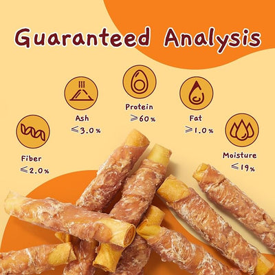 Jungle Calling Dog Treats Smoked Chicken Wrapped Rawhide Rolls, High Protein Dog Chews, Long Lasting Chews for Medium and Large Dogs, 10.6 Oz, About 10 Count