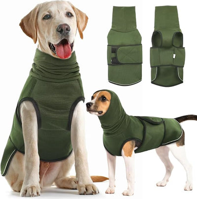 Dog Anxiety Vest with Hoodie,Breathable Dog Thunder Jacket for Thunderstorms,Fireworks,Vet Visits,Separation,Adjustable Calming Vest for Small Medium Large Dogs,Green,M