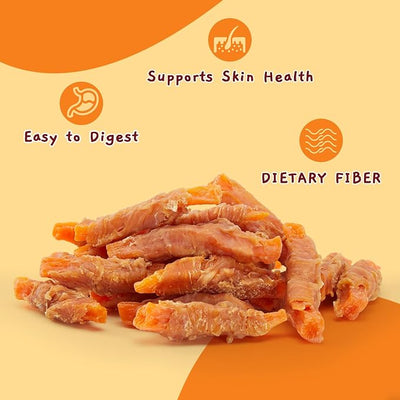 Jungle Calling 1.33 lb Dog Treats for Medium/Large Breeds Rewards - Chicken Wrapped Sweet Potato, Grain Free, Rawhide Free, Easy to Digest Treat Chews & Training Treats