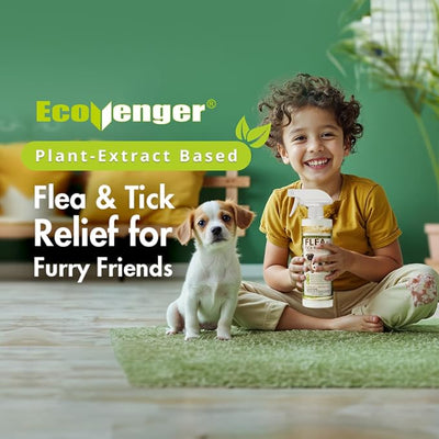 EcoVenger Flea & Tick Removal Spray 16oz for Dogs and Cats | Fleas, Mites, Ticks & Mosquitoes, Eliminates+ Repels+ Housekeeping, Indoors/Outdoors, Plant-Based Formula