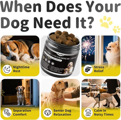 Melatonin for Dogs - Advanced Dog Calming Chews for Restful Sleep & Emotional Support, Calming Treats for Dogs Stress Anxiety Support - Separation, Thunder, Fireworks, Chicken Flavor, 90Ct