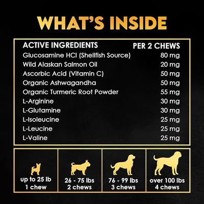 11-in-1 Muscle Gain Chews - Weight Gain Supplements for Dogs with High Protein & Amino Acids - Premium Muscle Builder for Bully & All Breeds - Healthy for Puppies - 150 Chews - Beef