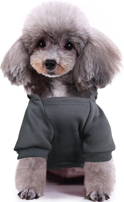 Jecikelon Print Dog Hoodies for Small Dogs, Soft Fleece Puppy Clothes for Pet Cat, Warm Winter Outfits Cold Weather Coats, Cute Sweatshirt Puppies Costume (Gray, Large)