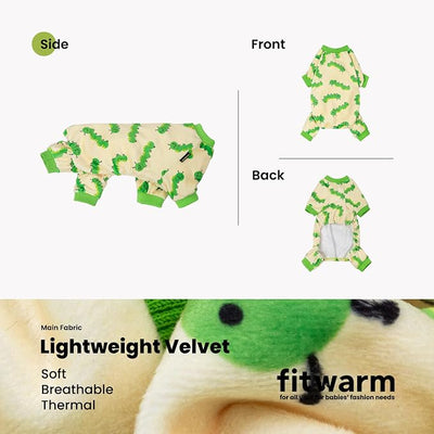 Fitwarm Caterpillar Dog Fleece Pajamas, Cozy Clothes for Small Dogs Boy Girl, Funny Pet Onesie, Beige, Green, Small