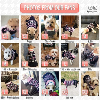 KYEESE Dog Sweater for Medium Dogs Fall Winter for Girl Dogs Clothes Warm Pet Coats with Leash Hole Pullover Dog Sweater Dress Knit Turtleneck Pet Sweater with Snow Flake Pattern, Navyblue, XX-Large