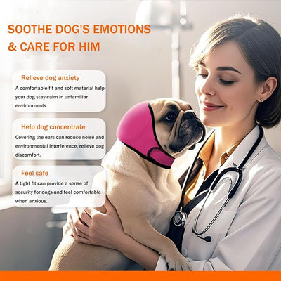 BAMY Swimming Waterproof Dog Ear Caps, Calming Large Dog Ears Cover, Pet Shower Muffs for Ear Protection for Bath for Grooming (Pink, S (Head Circumference 10"-15"))