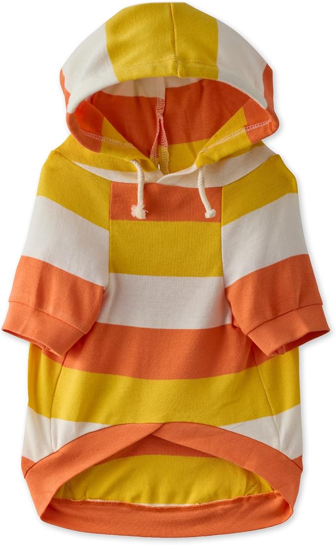 Pet Passion Rocky – The Original Lightweight Hooded Tee 100% Organic Cotton Dog Hoodie Pet Coat Sweater for All Sized Dogs, Candy Corn, X-Small (5-12 lbs)