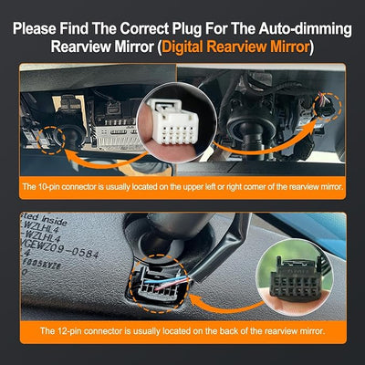 Parking Mode Dash Cam Power Adapter for Toyota & Lexus with Auto-Dimming Mirror – Plug & Play Mirror Tap Kit, 3 Power Options, 6 Output Cables – for Most Dash Cameras, D3-053