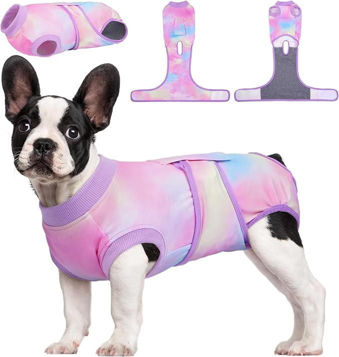 Kuoser Recovery Suit for Dogs, Adjustable Female Spay Dog Surgery Suit, Pet Surgical Shirt Male Neuter Anti Licking Abdominal Wounds Puppy Onesie Bodysuit, Alternative to Doggie Cone After Surgery
