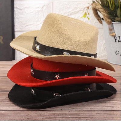 Pet Dog Costume Cowboy Hat Cosplay Cap Puppy Pet Dog Cat Holiday Pet Party Decoration (RED)