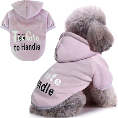 Jecikelon Print Dog Hoodies for Small Dogs, Soft Fleece Puppy Clothes for Pet Cat, Warm Winter Outfits Cold Weather Coats, Cute Sweatshirt Puppies Costume (Light Purple, Large)
