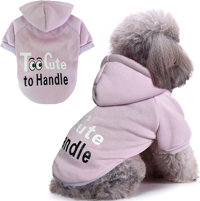 Jecikelon Print Dog Hoodies for Small Dogs, Soft Fleece Puppy Clothes for Pet Cat, Warm Winter Outfits Cold Weather Coats, Cute Sweatshirt Puppies Costume (Light Purple, X-Large)