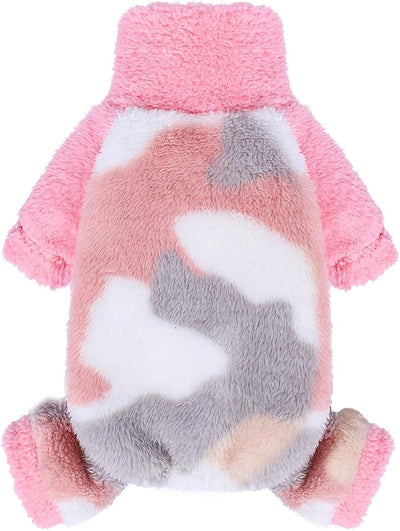 Sebaoyu Turtleneck Dog Pajamas for Small Dogs, Fleece Sweater Winter Cute Tiny Clothes Outfit, Puppy Pet Jumpsuits Chihuahua Yorkie Cat Clothing (Camouflage Pink, XX-Small)