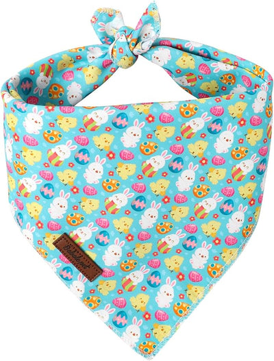 Easter Dog Bandana - Playful Blue Egg Hunt Dog Neck Scarf, Soft Spring Pet Bib for Puppy Kitten, Easter Photo Dogs Cats Prop for Daily Use Parties & Pet Photography S
