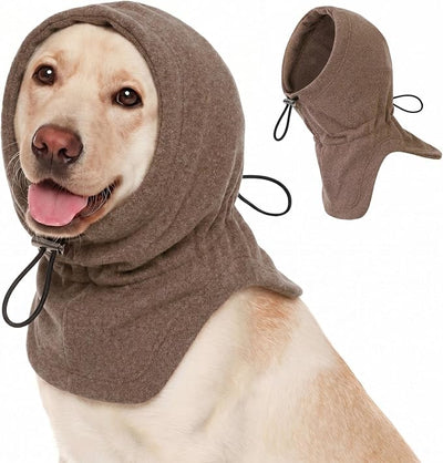 Dog Calming Hoodie Pet Ear Warmer Covers for Noise, No Flap Ear Wrap for Dogs, Quiet Ears Dog Hoodie Anxiety Relief Dogs Hat Calming Hood Head Cover, Brown M