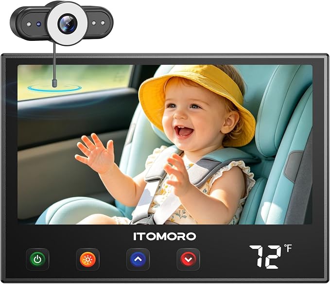 Itomoro Baby Car Camera with Real-Time Temp Display for Car Seat & Vehicles | Real-Time Cabin Temperature Display