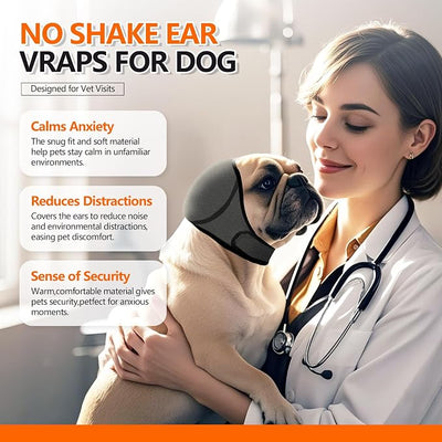 Waterproof Dog Bath Ear Covers & Calming Dog Snood – Aimosheng Reusable, Adjustable Anxiety Relief for Swimming, Grooming, Thunder & Fireworks Gray S