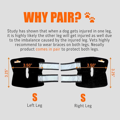 NeoAlly Cat and Dog Ankle Brace Pair Canine Rear Leg Hock Support with Safety Reflective Straps for Hind Leg Wounds Heal and Injuries and Sprains from Arthritis (S Pair)