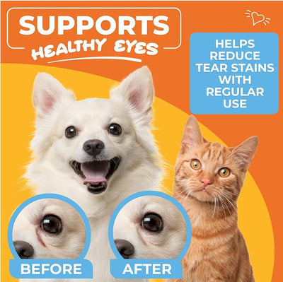 Dog & Cat Eye Wipes (100 Count) Hypoallergenic Eye & Face Wipes for Cats, Dogs - Pet Tear Stain Remover & Cleaner - Cleans & Removes Discharge, Crust, & Gunk (Unscented)