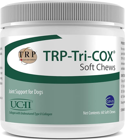 TRP-Tri-COX Soft Chews for Dogs, Hip & Joint Support Supplement with Glucosamine, MSM, UC-II Collagen & Omega-3s, Mobility & Joint Health Support, 60 Soft Chews