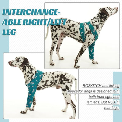 ROZKITCH Leg Sleeve for Dogs for Front Right Left Leg, Pet Prevent Licking Wound Elbow Protector, Dog Recovery Suit Cone Collar Alternative for Sprain ACL CCL Arthritis Joint Care Zebra M