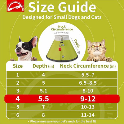 Agape Soft Dog Cone for Small Dogs & Cats, Recovery Collar to Stop Licking | Comfy E Collar Alternative for Puppies, Adjustable Cloth Cone After Surgery, Protective Neck Cone for Kittens, Washable
