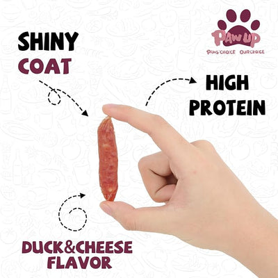 PAWUP Duck Dog Treats, Duck Sausage with Cheese, Taurine Added, Rawhide Free, Soft Dog Snack for Small & Medium Dogs Training, 12.5 oz/355 g (Pack of 2)
