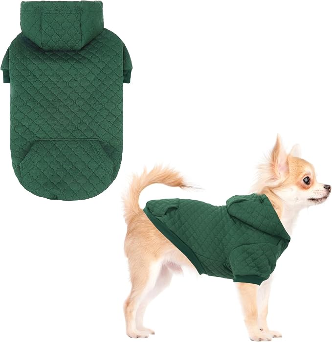 KOOLTAIL Small Dog Sweater, Ultra-Warm & Soft Winter Fall Sphynx Cat Clothes for Cats Only, Lightweight Dog Hoodie Sweatshirt for Small Dogs Boy Girl Yorkie, Chihuahua, Shih-Tzu, Puppy,Green XS