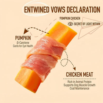Dehydrated Chicken Wrapped Pumpkin Sticks for Dogs - (12.3oz) | Grain-Free Soft Chewy Training Treats, Rawhide Free Snacks