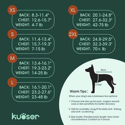 Kuoser Dog Surgery Recovery Suit, Recovery Suit for Female Male Dogs, Dog Onesie After Surgery Spay Neuter, Anti-Licking Pet Surgical Recovery Snugly Suit, Bodysuit for Abdominal Wounds Skin Disease