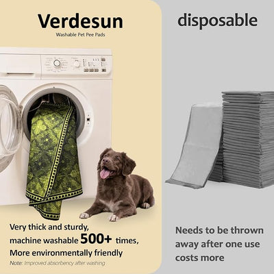 Washable Pee Pads for Dogs, Reusable Puppy Potty Training Pads, Ultra-Absorbent Thick Waterproof Leak-Proof Non-Slip Pads & Mat for Crate, Playpen, Floor, Whelping & Housebreaking , 2 Pack 18"x24"