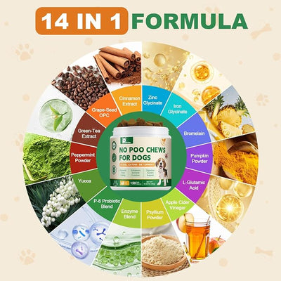 No Poo Chews - Coprophagia Deterrent for Dogs, No Poop Eating Deterrent for Dogs, Stopping Dog from Eating Poop Supplement with Probiotics & Digestive Enzymes, Duck Flavor