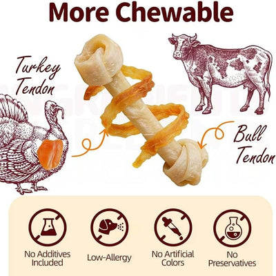 TailParty Turkey Tendons for Dogs (Bone, S, 1 lb), All Natural Dental Chews for Small Dogs, Rawhide Alternative, Long-Lasting Training-Reward Treats for Health-Conscious Pet Owners
