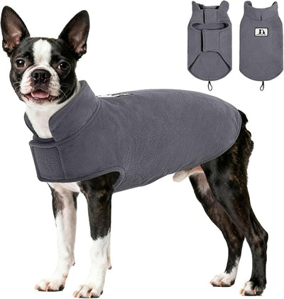 DENTRUN Reversible Dog Coat - Windproof Polar Fleece Vest with Reflective Neck Strips, Hook & Loop Closures, Sleeveless Cold Weather Jacket for Large Dogs, XL