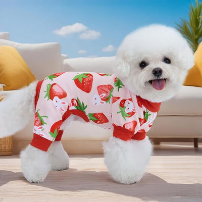 XPUDAC 4 Pieces Dog Pajamas Small Sized Dogs Boy Girl Strechy Soft Pjs Summer Pet Clothes for Dog Cat Puppy Onesies, XS