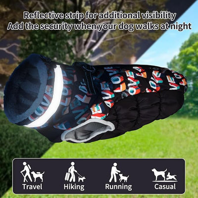 CuteBone Waterproof Winter Coat with Harness, Reflective Warm Jacket with Zipper for Cold Weather, Snowsuit for Small Medium Large Dogs YRFN22XL