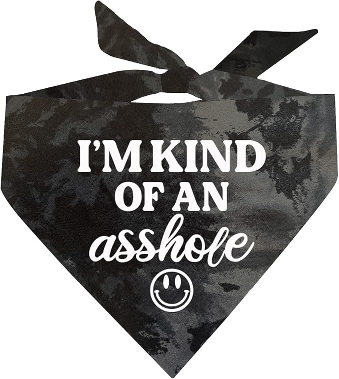 I'm Kind of an A (Problem) Dog Bandana | 100% Cotton Tie Dye Triangle | Made in USA | Do Not Pet | Funny Warning for Reactive or Moody Dogs | One Size | Black Scrunch (31)