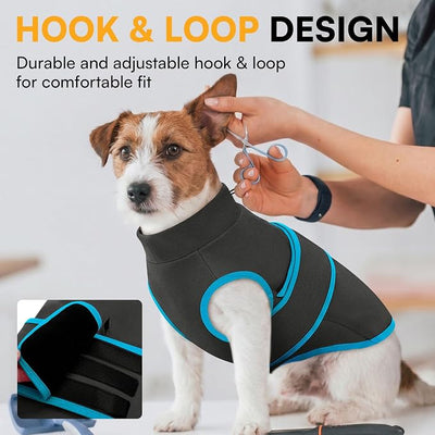 Queenmore Dog Anxiety Vest,Breathable Dogs Stress and Anxiety Relief Jacket,Lightweight Calming Shirt for Dogs,Dog Anxiety Hoodie Calming Care for Separation,Thunder,Vet Visits,Grey,M
