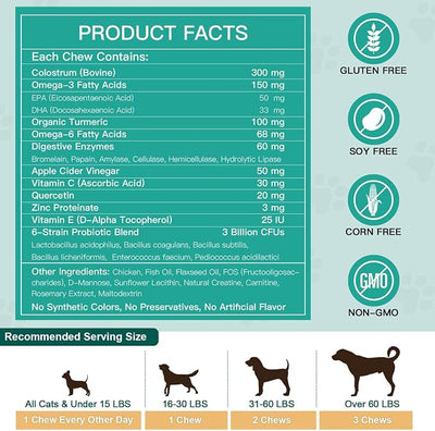 NATURE TARGET Dog Allergy Relief Freeze Dried Chews, with Probiotics, Colostrum for Immune Health, Anti Itch & Seasonal Allergies & Scratching, Omega 3 for Skin & Coat Health, Pawlicking, Hot Spots