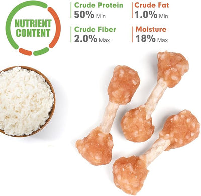 MON2SUN Dog Treats, 16oz Mini Rawhide Chews, Chicken Dumbbells with Rice for Small Dogs & Toy Breed, Crunchy and Healthy (2.5 Inch 30 Count) (Pack of 2)