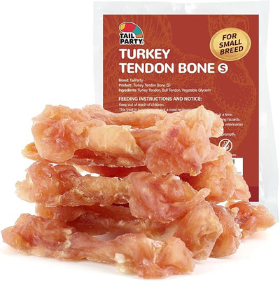 TailParty Turkey Tendons for Dogs (Bone, S, 4.23 oz), All Natural Dental Chews for Small Dogs, Rawhide Alternative, Long-Lasting Training-Reward Treats for Health-Conscious Pet Owners