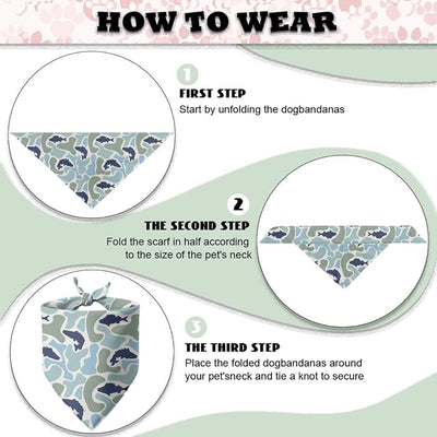 KEIAHUAN Blue Fish Camo Dog Bandana Washable Soft Dog Bibs Scarf Dog Bandanas Adjustable Kerchief for Small Large Dogs Cat