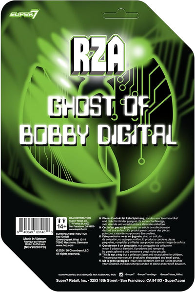Super7 RZA Bobby Digital (Clear) Reaction Figure - 3.75" RZA Action Figure with Accessory Classic Hip Hop Collectibles and Retro Toys