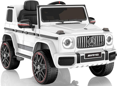 ANPABO Licensed Mercedes-Benz G63 Car for Kids, 12V 7AH Ride on Car w/Parent Remote Control, LED Headlights, Music Player & Horn, Soft Start, Low Battery Prompt, Kids Electric Car (Ivory White)